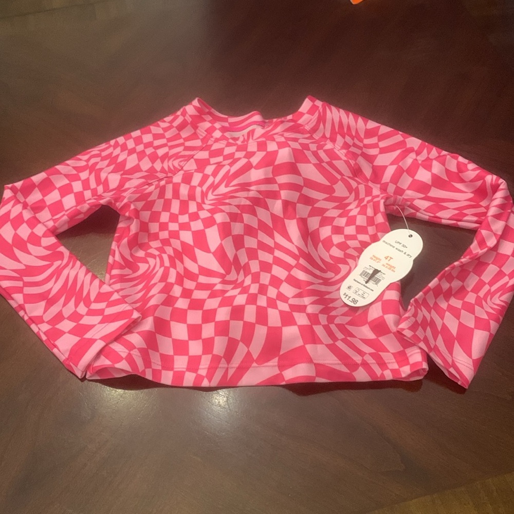 Wonder Nation 2 Piece Rash Guard Swimsuit Bikini Set Girls Size 4T. Pink. New! - Picture 2 of 4